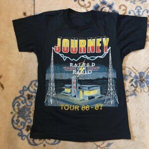 Vintage Journey ''Raised on Radio'' Tour 86-87 Graphic Black T-Shirt